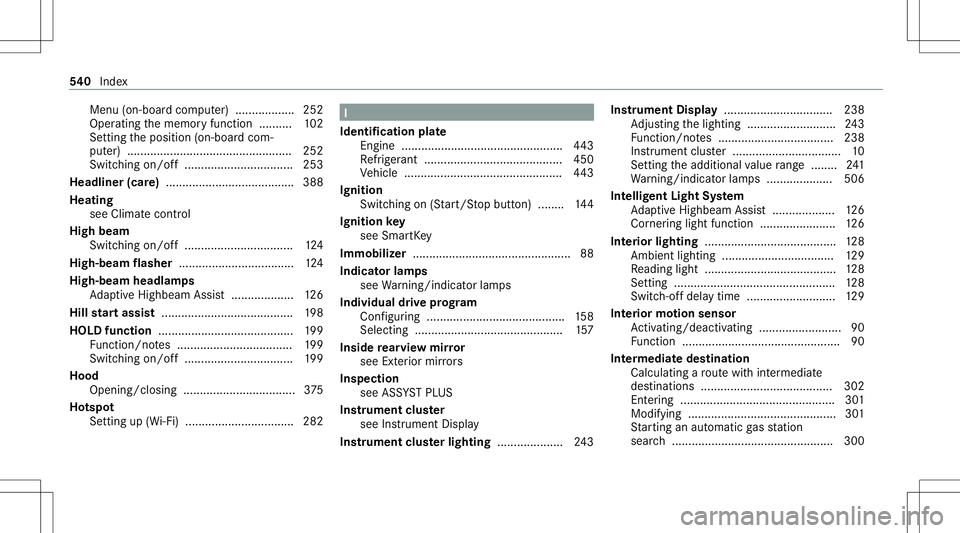 MERCEDES-BENZ AMG GT 4-DOOR COUPE 2020  AMG Owners Manual Menu
(on-boar dcom puter) .................. 252
Oper ating thememor yfunc tion ..........1 02
Se tting theposition (on-boar dcom‐
put er) ............................................. ..... 252
Swi