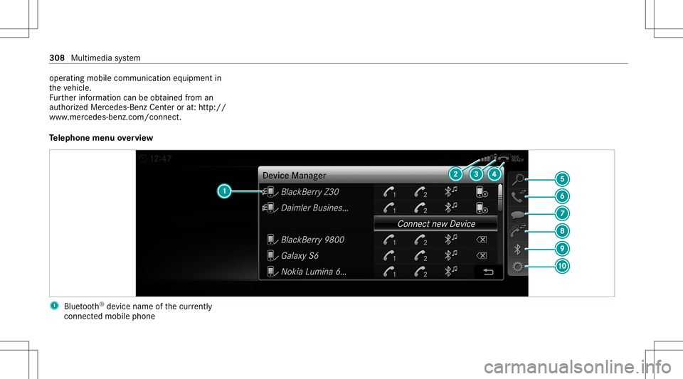 MERCEDES-BENZ GLS COUPE 2020 Owners Manual oper
ating mobile communic ationequipment in
th eve hicle.
Fu rther information canbeobt ained from an
aut hor ized Mercedes-Ben zCent eror at:http: //
www .mercedes-benz .com/connect.
Te lephone menu MERCEDES-BENZ GLS COUPE 2020 Owners Manual oper
ating mobile communic ationequipment in
th eve hicle.
Fu rther information canbeobt ained from an
aut hor ized Mercedes-Ben zCent eror at:http: //
www .mercedes-benz .com/connect.
Te lephone menu