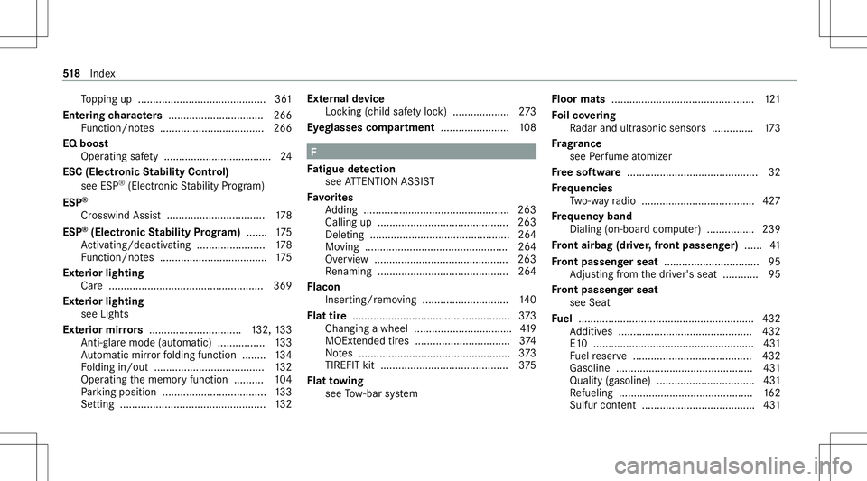 MERCEDES-BENZ GLS COUPE 2020 Owners Manual To
pping up...........................................3 61
Ent ering charact ers ....... ......................... 266
Fu nctio n/no tes ................................... 266
EQ boos t
Oper ating sa MERCEDES-BENZ GLS COUPE 2020 Owners Manual To
pping up...........................................3 61
Ent ering charact ers ....... ......................... 266
Fu nctio n/no tes ................................... 266
EQ boos t
Oper ating sa
