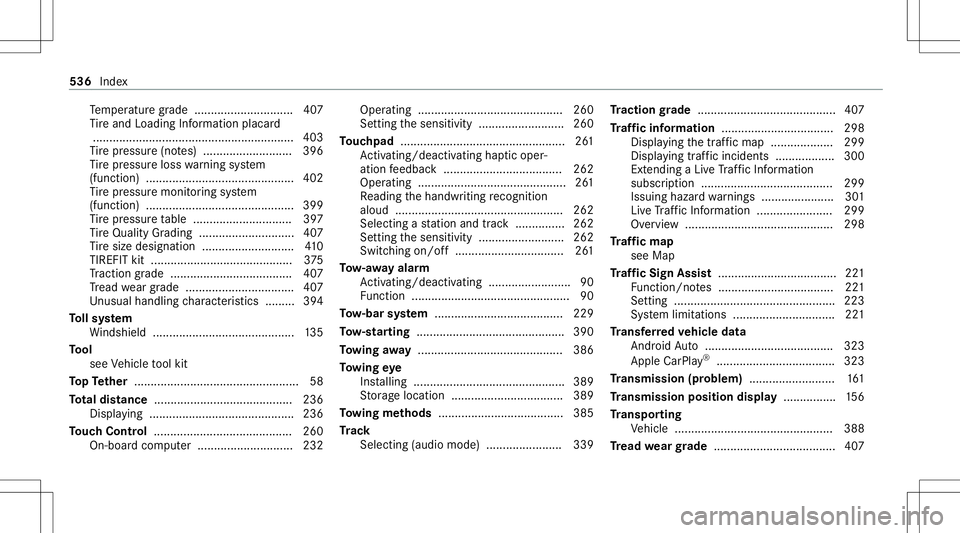 MERCEDES-BENZ GLS COUPE 2020 Owners Manual Te
mp eratur egr ade .............................. 407
Ti re and Loadi ngInfo rm atio nplacar d
.. ...................................................... .....4 03
Ti re pressur e(no tes) ........... MERCEDES-BENZ GLS COUPE 2020 Owners Manual Te
mp eratur egr ade .............................. 407
Ti re and Loadi ngInfo rm atio nplacar d
.. ...................................................... .....4 03
Ti re pressur e(no tes) ...........