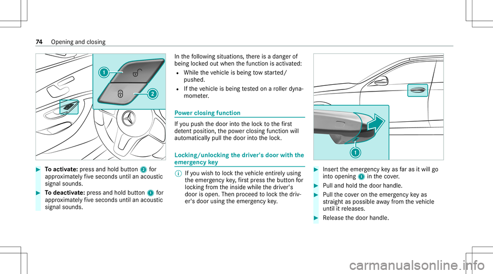 MERCEDES-BENZ GLS COUPE 2020 Manual PDF #
Toactiv ate: press and hold button2 for
appr oximat elyfive seconds untilanacous tic
signal sounds. #
Todeac tivate: press and holdbu tton 1 for
appr oximat elyfive seconds untilanacous tic
signal s MERCEDES-BENZ GLS COUPE 2020 Manual PDF #
Toactiv ate: press and hold button2 for
appr oximat elyfive seconds untilanacous tic
signal sounds. #
Todeac tivate: press and holdbu tton 1 for
appr oximat elyfive seconds untilanacous tic
signal s