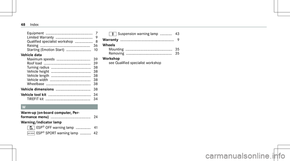MERCEDES-BENZ GLS COUPE 2020 AMG Service Manual Eq
uipme nt............ ................................... 7
Li mit edWarrant y.....................................9
Qua lified speci alistwo rkshop .................. 8
Ra ising ................... MERCEDES-BENZ GLS COUPE 2020 AMG Service Manual Eq
uipme nt............ ................................... 7
Li mit edWarrant y.....................................9
Qua lified speci alistwo rkshop .................. 8
Ra ising ...................
