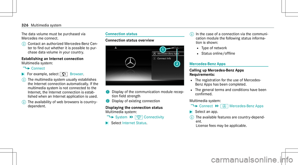 MERCEDES-BENZ S-CLASS COUPE 2020  Owners Manual The
datavo lume mustbe pur chased via
Mer cedesme connect.
% Con tact an author ized Mercedes-B enzCen‐
te rto find outwh ether itis possible topur‐
ch ase datavo lume inyour count ry.
Es tablish 