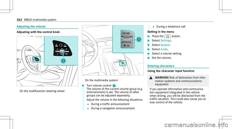 MERCEDES-BENZ GLS SUV 2020 Owners Manual Ad
jus tingthe volum e Ad
jus tingwi th the contr olkno b On
themultifunc tionsteer ing wheel On
themultimedia system #
Turn volume control 1.
The volume ofthecur rent volume grou p(e.g.
ent ertainm e MERCEDES-BENZ GLS SUV 2020 Owners Manual Ad
jus tingthe volum e Ad
jus tingwi th the contr olkno b On
themultifunc tionsteer ing wheel On
themultimedia system #
Turn volume control 1.
The volume ofthecur rent volume grou p(e.g.
ent ertainm e