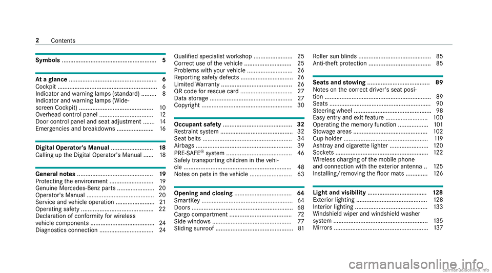 MERCEDES-BENZ GLC COUPE 2020  Owners Manual Symbols
........................................................ 5 At
agl ance ....................................................6
Coc kpit ....... ..................... ..................... ......