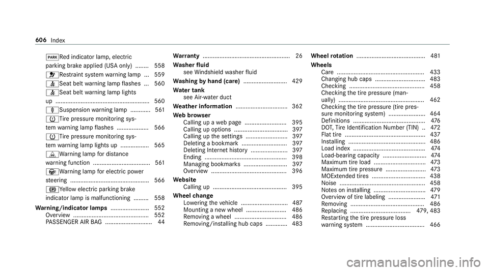 MERCEDES-BENZ GLC COUPE 2020 Owners Manual 0049
Redindicat orlam p,elect ric
par kingbr ak eapplied (USAonl y)........ 558
0075Re stra int system warning lam p...5 59
0076Seat beltwa rning lam pflashes ...5 60
0076Seat beltwa rning lam plight MERCEDES-BENZ GLC COUPE 2020 Owners Manual 0049
Redindicat orlam p,elect ric
par kingbr ak eapplied (USAonl y)........ 558
0075Re stra int system warning lam p...5 59
0076Seat beltwa rning lam pflashes ...5 60
0076Seat beltwa rning lam plight