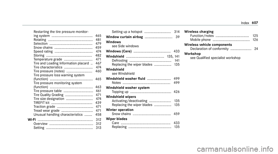 MERCEDES-BENZ GLC COUPE 2020 Owners Manual Re
star tin gth etir epr essur emonit or‐
ing system ...........................................4 65
Ro tating ........... ........... ...................... ...481
Sel ecti on ........... ......... MERCEDES-BENZ GLC COUPE 2020 Owners Manual Re
star tin gth etir epr essur emonit or‐
ing system ...........................................4 65
Ro tating ........... ........... ...................... ...481
Sel ecti on ........... .........
