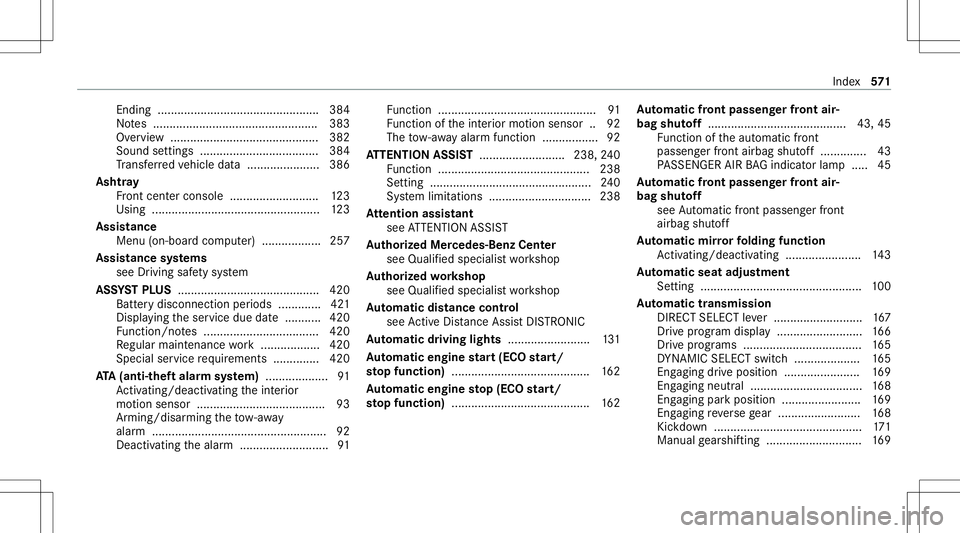 MERCEDES-BENZ GLC SUV 2020  Owners Manual Endi
ng............ .....................................384
No tes .................................................. 383
Ov ervie w ......... ................................. ... 382
Sound settin g