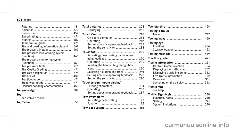 MERCEDES-BENZ GLC SUV 2020  Owners Manual Ro
tating ........... ...................... ........... ...481
Sel ecti on ........... ..................................479
Sno wch ains ........................................ 459
Spe edrating ...