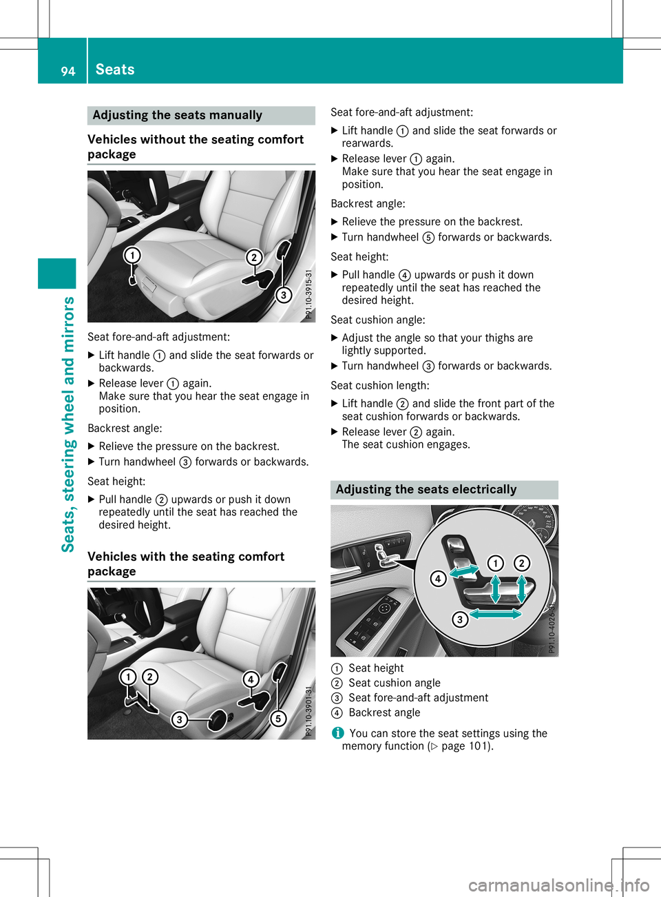 MERCEDES-BENZ GLA SUV 2020 Owners Manual Adj
usting thesea tsma nua lly
Veh icles withoutthesea ting com fort
pa cka ge Se
at for e-and -aftadj ust men t:
X Lif than dle0043and slideth eseat forward sor
bac kwa rds.
X Releas elev er0043 agai MERCEDES-BENZ GLA SUV 2020 Owners Manual Adj
usting thesea tsma nua lly
Veh icles withoutthesea ting com fort
pa cka ge Se
at for e-and -aftadj ust men t:
X Lif than dle0043and slideth eseat forward sor
bac kwa rds.
X Releas elev er0043 agai