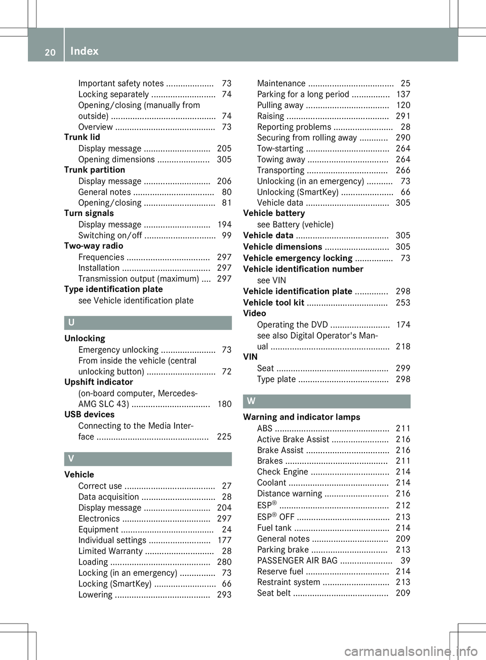 MERCEDES-BENZ SLC ROADSTER 2020 Owners Guide Important
safetynotes.................... 73
Locking separately ........................... 74
Opening/closi ng(manua llyfrom
outsid e).... ........................................ 74
Overview ....... MERCEDES-BENZ SLC ROADSTER 2020 Owners Guide Important
safetynotes.................... 73
Locking separately ........................... 74
Opening/closi ng(manua llyfrom
outsid e).... ........................................ 74
Overview .......