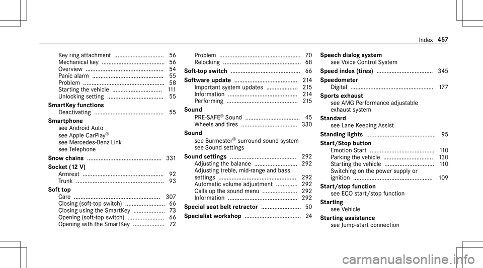 MERCEDES-BENZ GT R ROADSTER 2020 Owners Manual Ke
yring attachme nt<0011001100110011001100110011001100110011001100110011001100110011
001100110011001100110011001100110011> .....56
Mec hanica lke y ...................................... 56
Ov ervie MERCEDES-BENZ GT R ROADSTER 2020 Owners Manual Ke
yring attachme nt<0011001100110011001100110011001100110011001100110011001100110011
001100110011001100110011001100110011> .....56
Mec hanica lke y ...................................... 56
Ov ervie