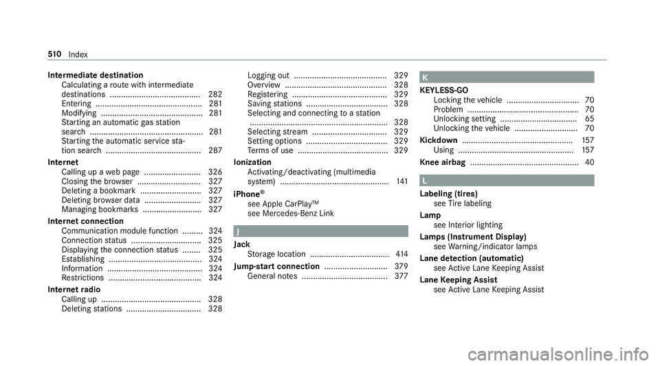 MERCEDES-BENZ C-CLASS SEDAN 2019 Owners Manual Int
ermed iatedes tination
Calculat ingaro utewit hint ermed iate
des tinatio ns........................................ 282
En tering <0011001100110011001100110011001100110011001100110011001100110011 MERCEDES-BENZ C-CLASS SEDAN 2019 Owners Manual Int
ermed iatedes tination
Calculat ingaro utewit hint ermed iate
des tinatio ns........................................ 282
En tering <0011001100110011001100110011001100110011001100110011001100110011