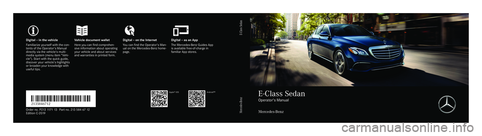 MERCEDES-BENZ E-CLASS SEDAN 2019  Owners Manual 