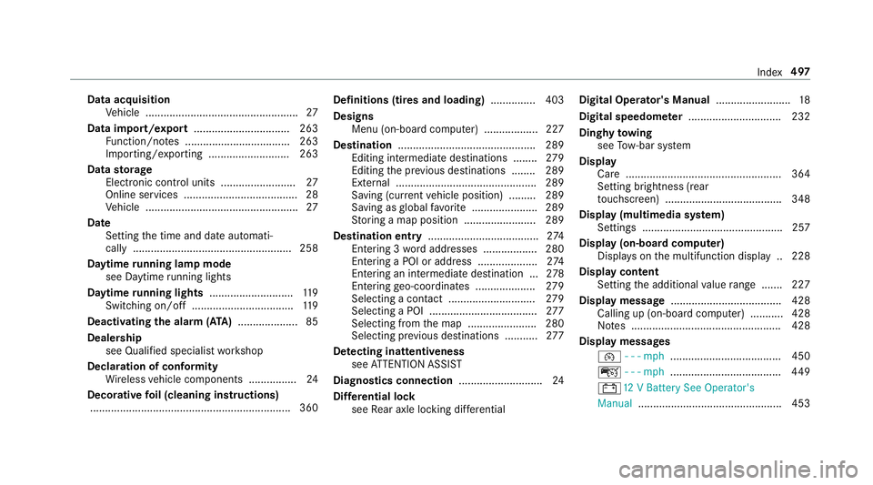 MERCEDES-BENZ AMG GT 4-DOOR COUPE 2019 Owners Manual Data
acquisition
Ve hicle ................................................... 27
Data impor t/export................................ 263
Fu nctio n/no tes ................................... 263
Im po MERCEDES-BENZ AMG GT 4-DOOR COUPE 2019 Owners Manual Data
acquisition
Ve hicle ................................................... 27
Data impor t/export................................ 263
Fu nctio n/no tes ................................... 263
Im po