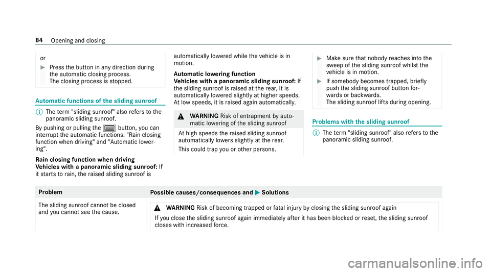 MERCEDES-BENZ E-CLASS COUPE 2019 AMG Manual Online or
0007
Press thebutt oninanydir ect ion during
th eaut omatic closing process.
The closing process isstopped. Au
tomatic functionsof the slidi ng sun roof 0009
The term "slidin gsun roof" als MERCEDES-BENZ E-CLASS COUPE 2019 AMG Manual Online or
0007
Press thebutt oninanydir ect ion during
th eaut omatic closing process.
The closing process isstopped. Au
tomatic functionsof the slidi ng sun roof 0009
The term "slidin gsun roof" als