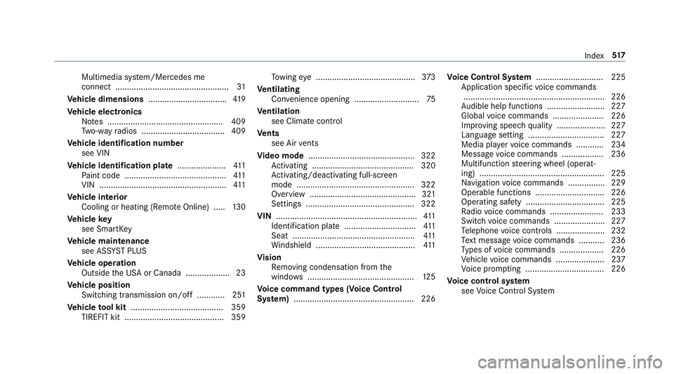 MERCEDES-BENZ C-CLASS CABRIOLET 2019 Owners Manual Multimedia
system/Mer cedesme
con nect .................................................3 1
Ve hicl edimens ions...... ............................ 419
Ve hicl eele ctroni cs
No tes ............ ..... MERCEDES-BENZ C-CLASS CABRIOLET 2019 Owners Manual Multimedia
system/Mer cedesme
con nect .................................................3 1
Ve hicl edimens ions...... ............................ 419
Ve hicl eele ctroni cs
No tes ............ .....