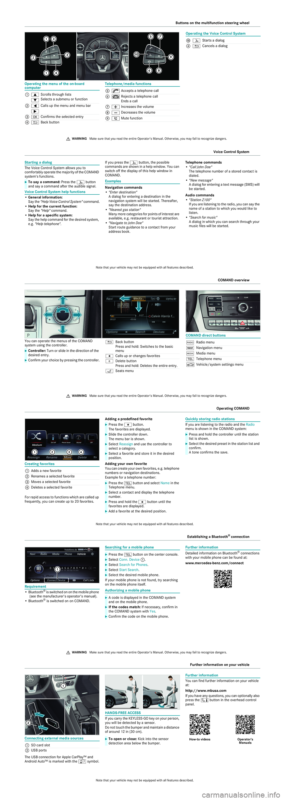 MERCEDES-BENZ SL ROADSTER 2019 Quick Start Guide Op
erati ng them enuof theon- boa rd co
mp uter Te
leph on e/me diafu ncti ons
1 0063 Scrolls th ro ugh list s
Sel ects as ubm enuor fun ction
0064
2 0059 Callsup theme nu andme nubar
0065
3 0076 Conf MERCEDES-BENZ SL ROADSTER 2019 Quick Start Guide Op
erati ng them enuof theon- boa rd co
mp uter Te
leph on e/me diafu ncti ons
1 0063 Scrolls th ro ugh list s
Sel ects as ubm enuor fun ction
0064
2 0059 Callsup theme nu andme nubar
0065
3 0076 Conf