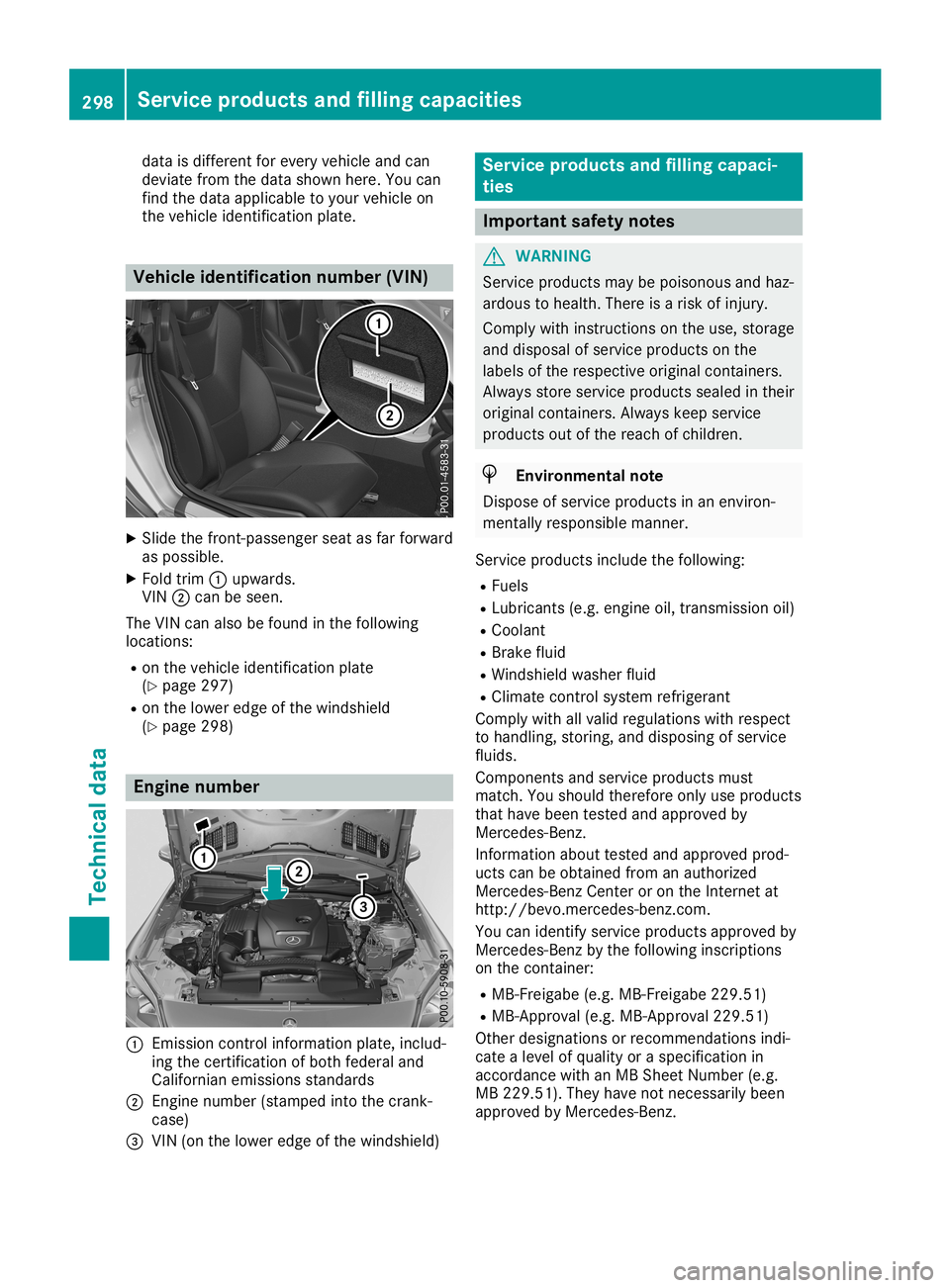 MERCEDES-BENZ SLC ROADSTER 2019  Owners Manual data
isdifferen tfor every vehicle andcan
deviate fromthedata shown here.Youcan
find thedata applicable toyour vehicle on
the vehicle identification plate. Vehicle
identification number(VIN) X
Slide t