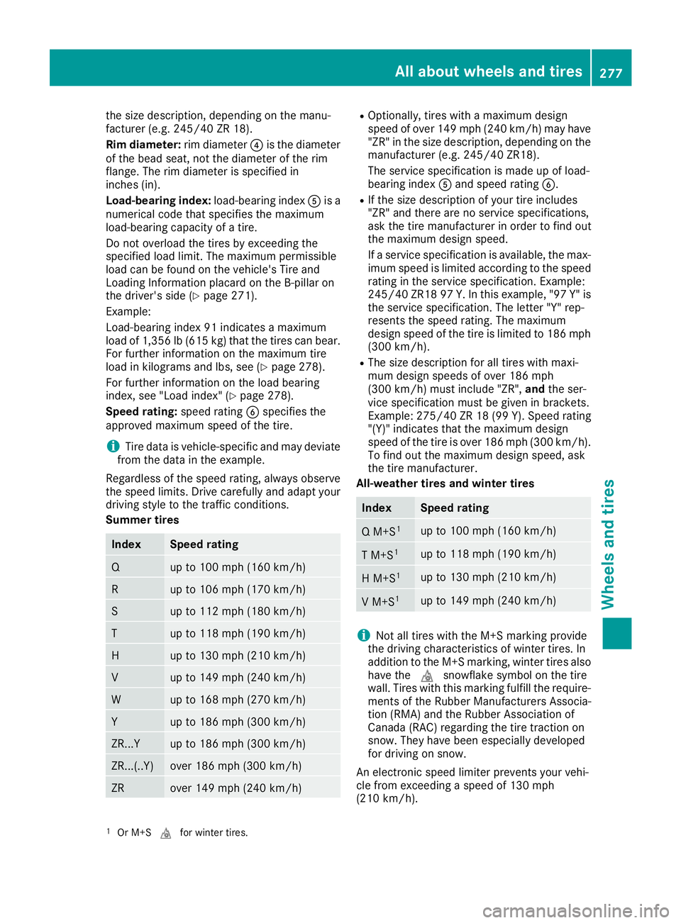 MERCEDES-BENZ AMG GT ROADSTER 2019  Owners Manual the size description, depending on the manu-
facturer (e.g. 245/40 ZR 18).
Rim diameter: rim diameter0085is the diameter
of the bead seat, not the diameter of the rim
flange. The rim diameter is speci