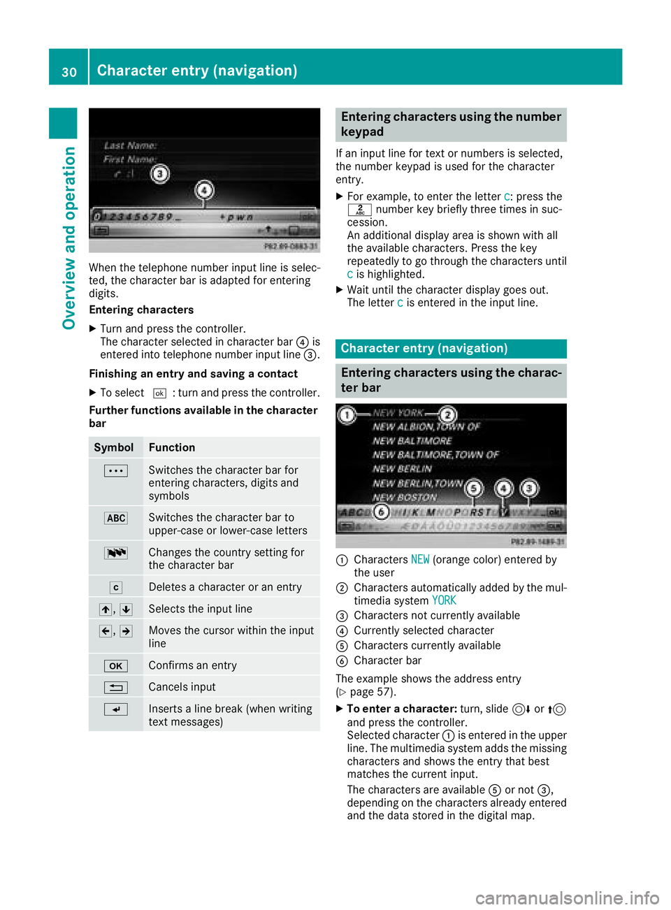 MERCEDES-BENZ SL ROADSTER 2018  COMAND Manual When the telephone number input line is selec-
ted, the character bar is adapted for entering
digits.
Entering characters
XTurn and press the controller.
The character selected in character bar?is
ent
