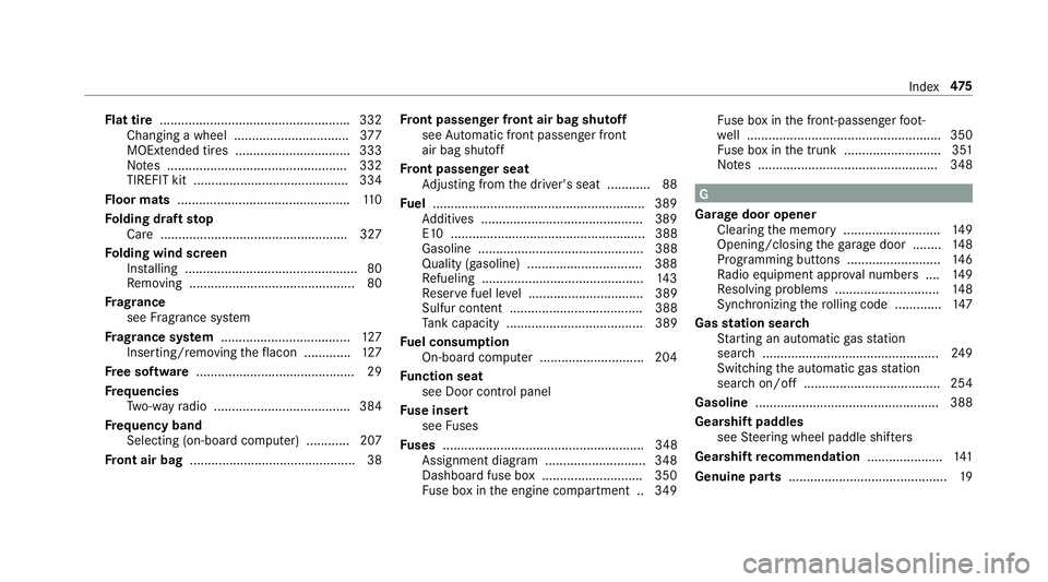 MERCEDES-BENZ E-CLASS CABRIOLET 2018 Owners Manual Flat tire.................................................... .332
Changing a wheel ................................ 377
MOExtended tires ................................ 333
No tes .................. MERCEDES-BENZ E-CLASS CABRIOLET 2018 Owners Manual Flat tire.................................................... .332
Changing a wheel ................................ 377
MOExtended tires ................................ 333
No tes ..................