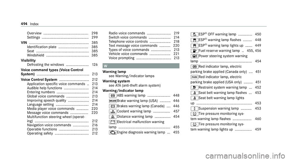 MERCEDES-BENZ E-CLASS CABRIOLET 2018 Owners Manual Overview ............................................. 298
Settings ............................................... 299
VIN ............................................................ 385
Identificat MERCEDES-BENZ E-CLASS CABRIOLET 2018 Owners Manual Overview ............................................. 298
Settings ............................................... 299
VIN ............................................................ 385
Identificat
