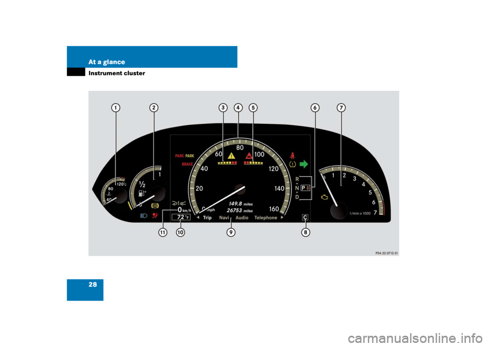 MERCEDES-BENZ S-Class 2008 W221 Comand Manual 28 At a glanceInstrument cluster 