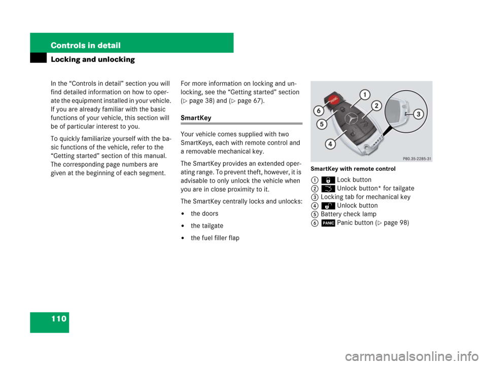 MERCEDES-BENZ R350 2008 W251 Owners Manual 110 Controls in detail
In the “Controls in detail” section you will 
find detailed information on how to oper-
ate the equipment installed in your vehicle. 
If you are already familiar with the ba