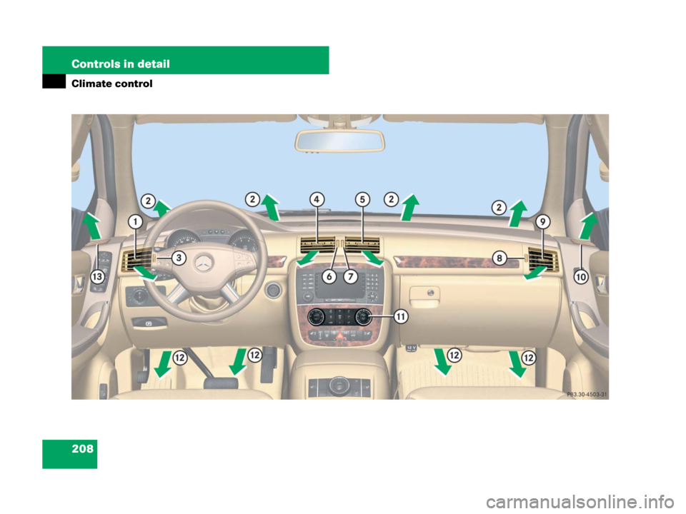 MERCEDES-BENZ R350 2008 W251 Owners Manual 208 Controls in detail
Climate control 