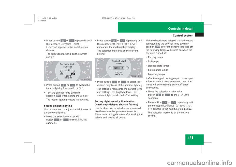 MERCEDES-BENZ E63AMG 2008 W211 Owners Manual �&�R�Q�W�U�R�O��V�\�V�W�H�P
���
��3�U�H�V�V��E�X�W�W�R�Q��S��R�U��T��U�H�S�H�D�W�H�G�O�\��X�Q�W�L�O
�W�K�H��P�H�V�V�D�J�H��5�W�T�T�Q�W�P�F��.�K�I�J�V�
�(�W�P�E�V�K�Q�P��D�S�S�H�D�U�V�