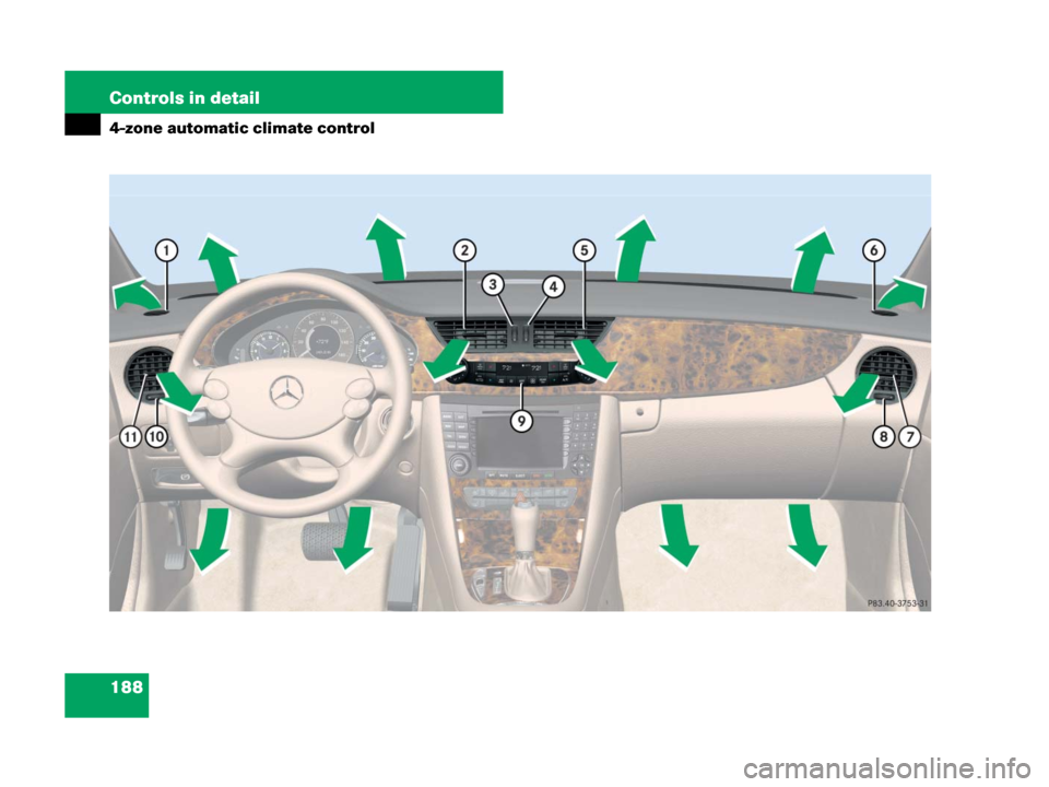 MERCEDES-BENZ CLS500 2008 W219 Owners Manual 188 Controls in detail
4-zone automatic climate control 
