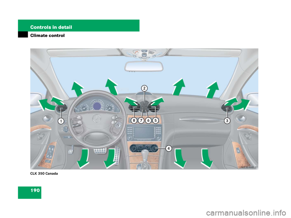 MERCEDES-BENZ CLK350 2008 C209 Owners Manual 190 Controls in detail
Climate control
CLK 350 Canada 