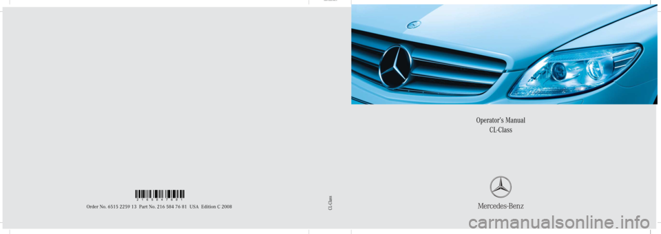 MERCEDES-BENZ CL65AMG 2008 C216 Owners Manual 