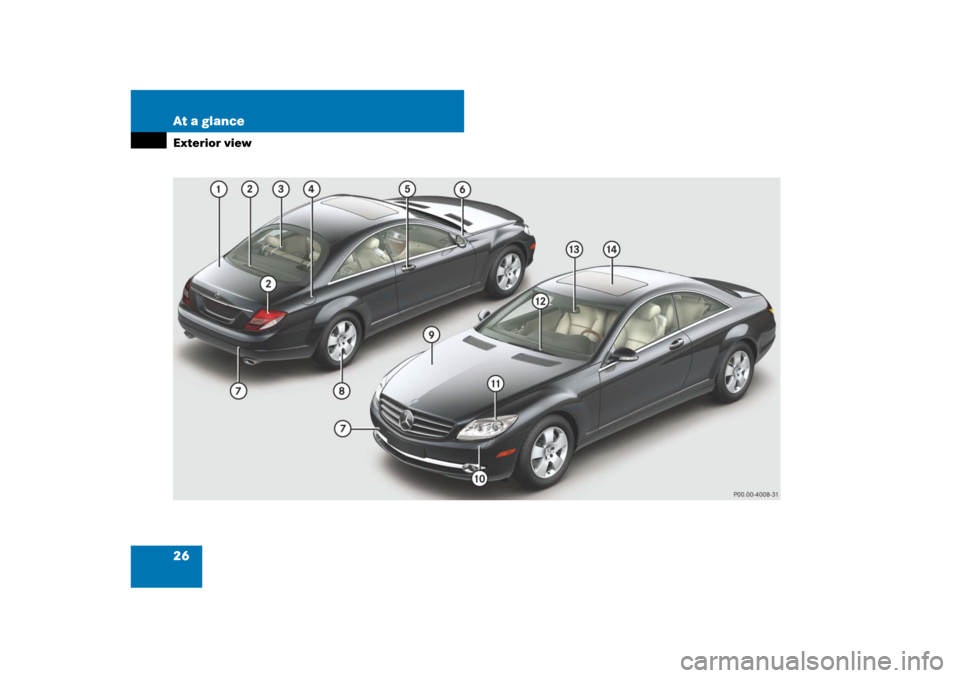 MERCEDES-BENZ CL550 2008 C216 Owners Guide 26 At a glanceExterior view 