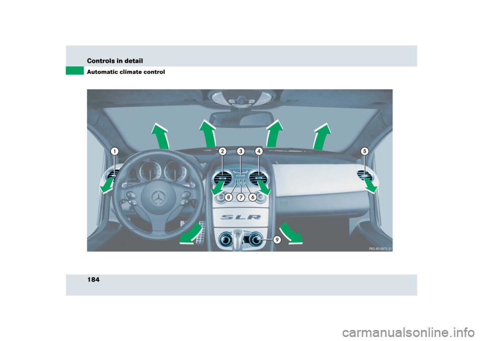 MERCEDES-BENZ SLR 2009 R199 Owners Manual 184 Controls in detailAutomatic climate control 