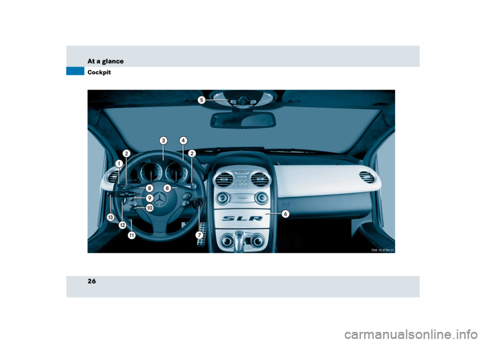 MERCEDES-BENZ SLR 2009 R199 Owners Guide 26 At a glanceCockpit 