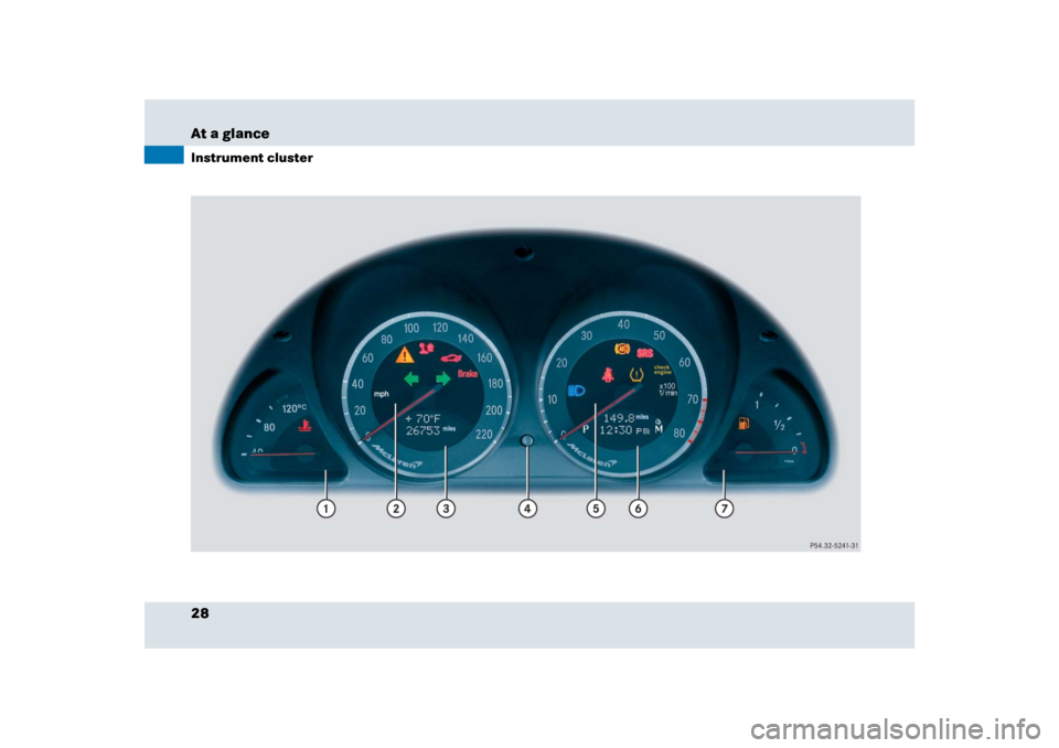 MERCEDES-BENZ SLR 2009 R199 Owners Guide 28 At a glanceInstrument cluster 