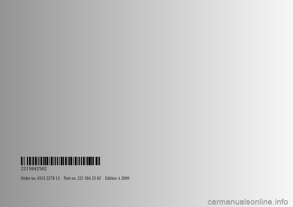 MERCEDES-BENZ S65AMG 2009 W221 Owners Manual 