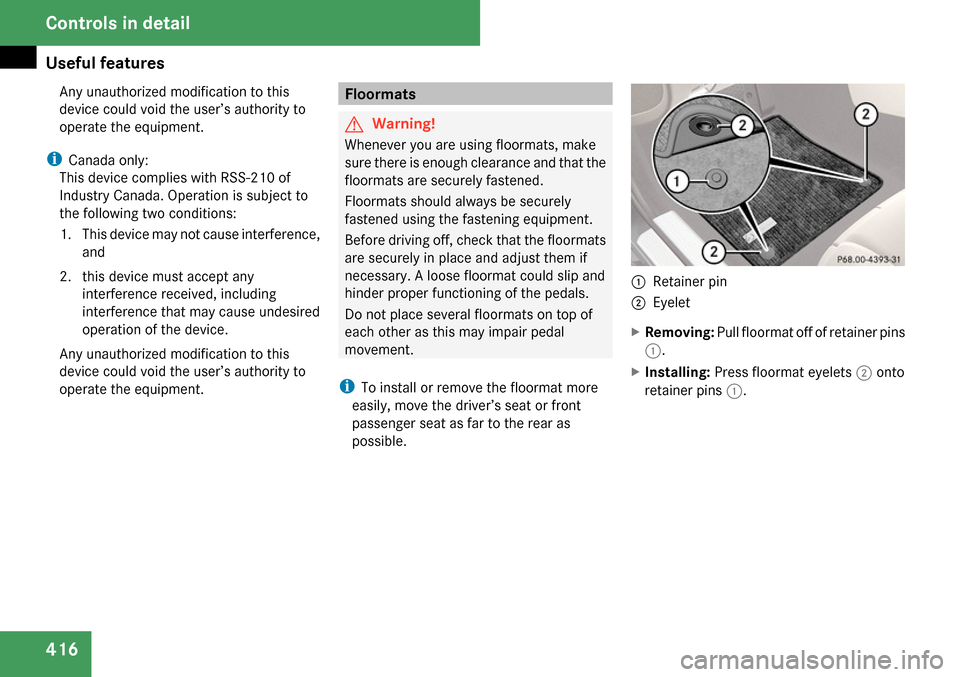 MERCEDES-BENZ CL550 2009 C216 Owners Manual 