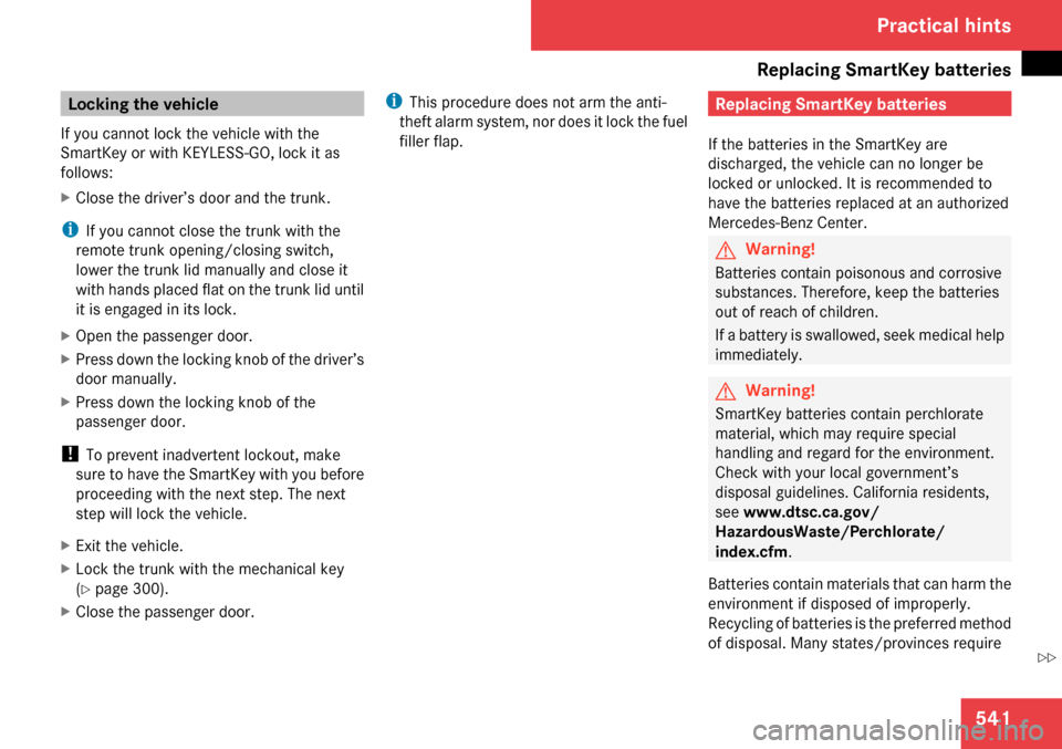 MERCEDES-BENZ CL550 2009 C216 Owners Manual 
