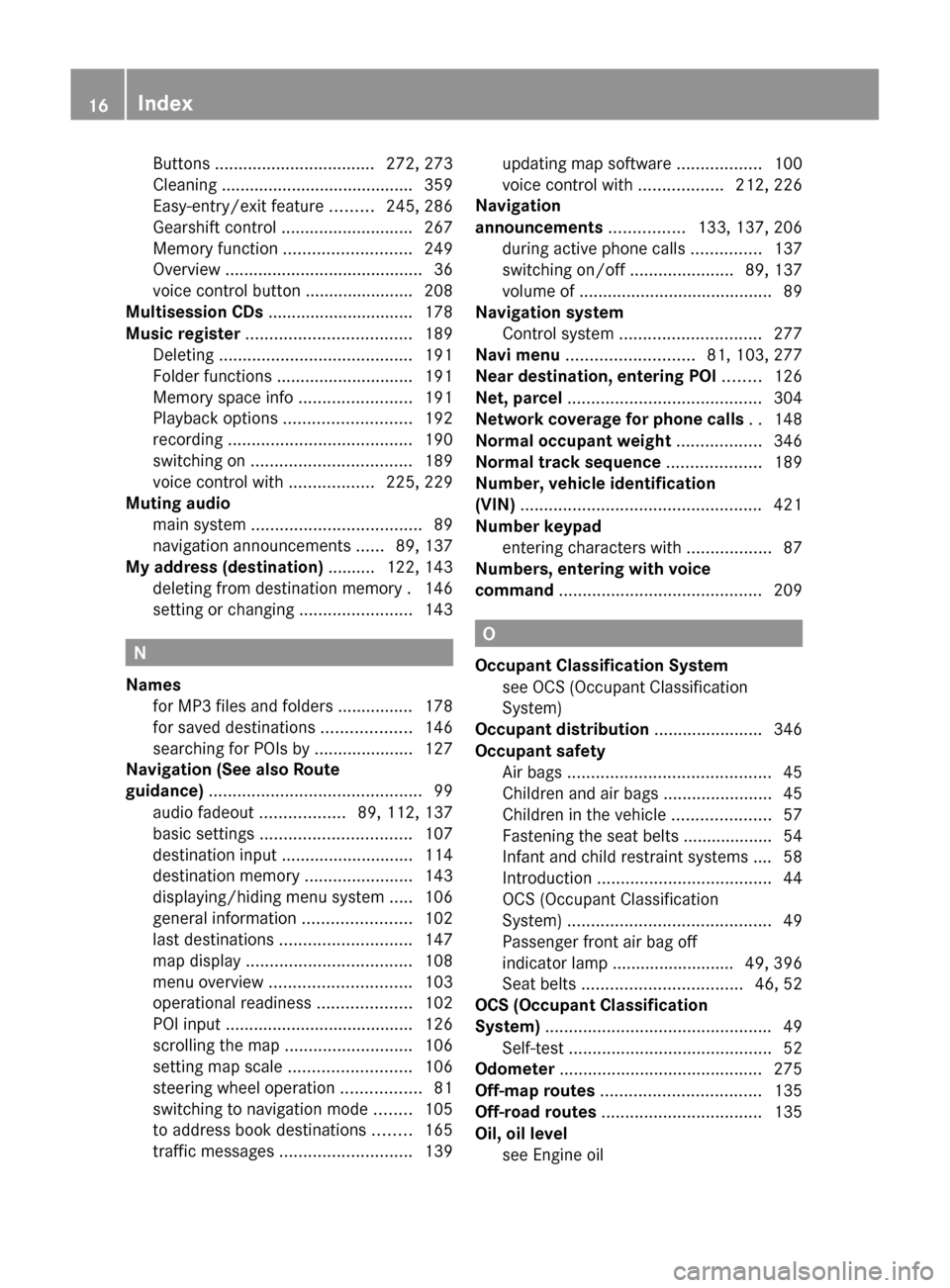 MERCEDES-BENZ SLS 2011 C197 User Guide Buttons .................................. 272, 273
Cleaning ......................................... 359
Easy-entry/exit feature .........245, 286
Gearshift control ............................ 26 MERCEDES-BENZ SLS 2011 C197 User Guide Buttons .................................. 272, 273
Cleaning ......................................... 359
Easy-entry/exit feature .........245, 286
Gearshift control ............................ 26