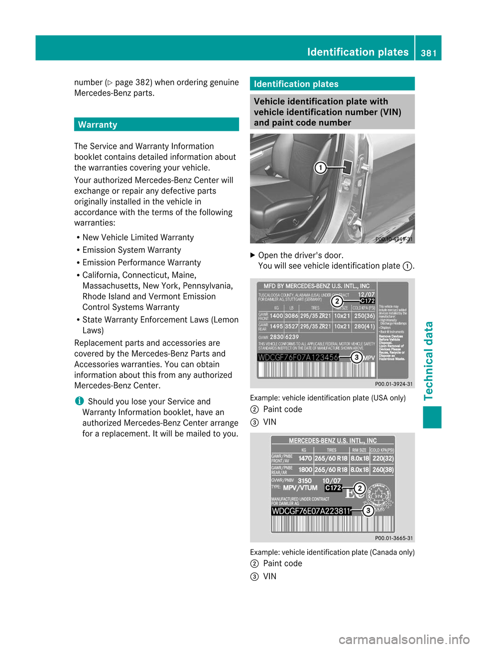 MERCEDES-BENZ M-Class 2012 W166 Owners Manual
num
ber(Ypage 382)when ordering genuine
Mercedes-Ben zparts. Wa
rrant y The
Serviceand Warr antyIn for mat ion
book letcontains detailed inform ationabout
the warrant iescover ingyour vehicle.
Your a MERCEDES-BENZ M-Class 2012 W166 Owners Manual
num
ber(Ypage 382)when ordering genuine
Mercedes-Ben zparts. Wa
rrant y The
Serviceand Warr antyIn for mat ion
book letcontains detailed inform ationabout
the warrant iescover ingyour vehicle.
Your a