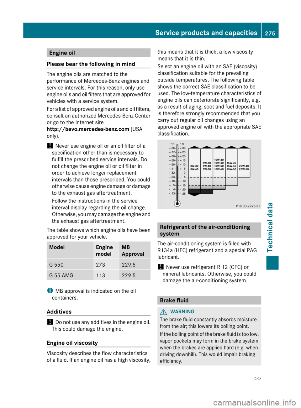 MERCEDES-BENZ G-Class 2012 W463 Owners Guide Engine oil
Please bear the following in mind The engine oils are matched to the
performance of Mercedes-Benz engines and
service intervals. For this reason, only use
engine 
oils 
and oil filters that