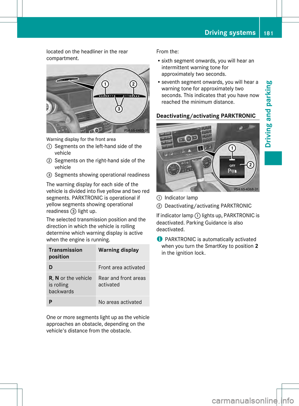 MERCEDES-BENZ C-Class SEDAN 2013 W204 Owners Manual located on the headliner in the rear
compartment.
Warning display for the front area
0002
Segments on the left-hand side of the
vehicle
0003 Segments on the right-hand side of the
vehicle
0022 Segment MERCEDES-BENZ C-Class SEDAN 2013 W204 Owners Manual located on the headliner in the rear
compartment.
Warning display for the front area
0002
Segments on the left-hand side of the
vehicle
0003 Segments on the right-hand side of the
vehicle
0022 Segment