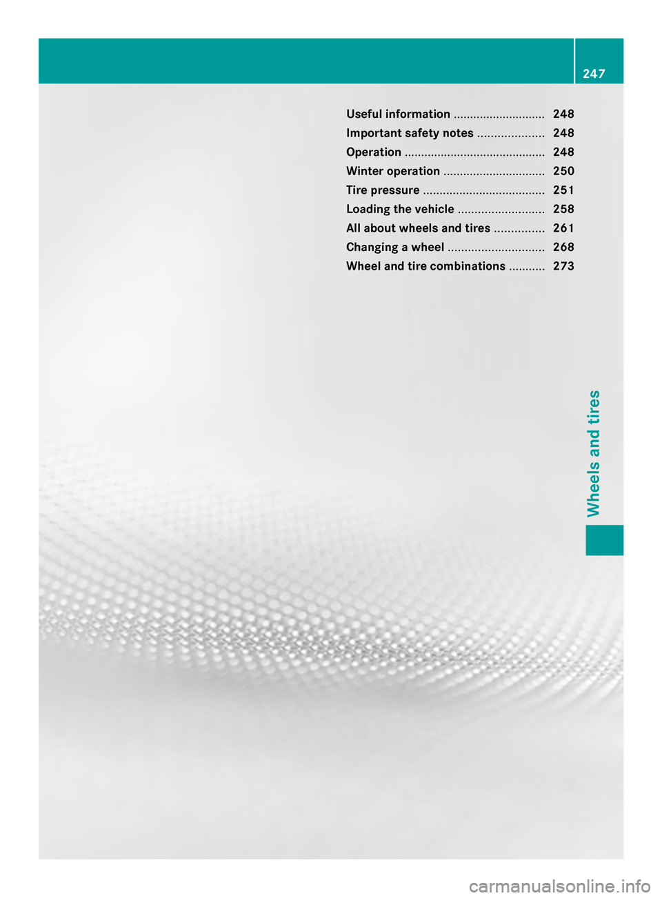 MERCEDES-BENZ SLS AMG GT COUPE 2014 C197 Owners Manual Useful information
............................248
Important safety notes ....................248
Operation ........................................... 248
Winter operation ........................... MERCEDES-BENZ SLS AMG GT COUPE 2014 C197 Owners Manual Useful information
............................248
Important safety notes ....................248
Operation ........................................... 248
Winter operation ...........................