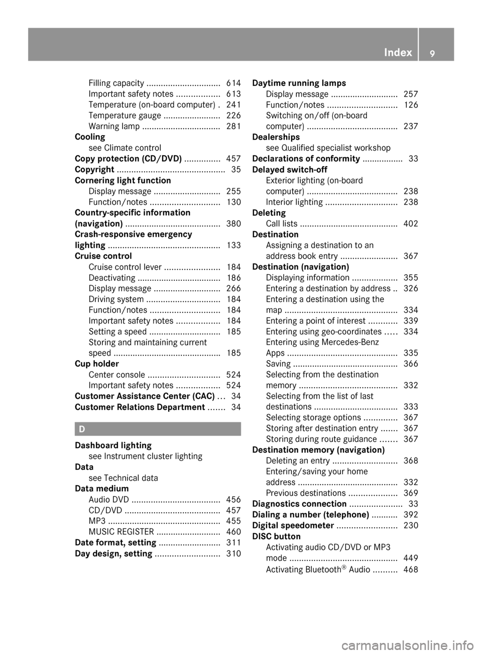 MERCEDES-BENZ SL-Class 2014 R131 User Guide Filling capacity
............................... 614
Important safety notes ..................613
Temperature (on-board computer) .241
Temperature gauge ........................ 226
Warning lamp ..... MERCEDES-BENZ SL-Class 2014 R131 User Guide Filling capacity
............................... 614
Important safety notes ..................613
Temperature (on-board computer) .241
Temperature gauge ........................ 226
Warning lamp .....