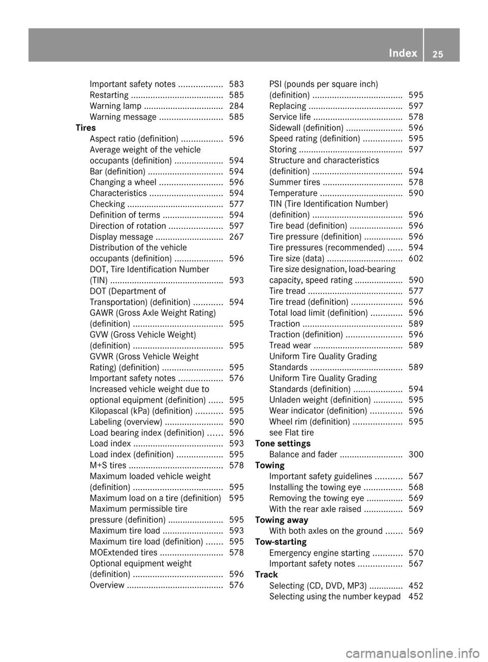MERCEDES-BENZ SL-Class 2014 R131 Owners Manual Important safety notes
..................583
Restarting ...................................... 585
Warning lamp ................................. 284
Warning message .......................... 585
Tir MERCEDES-BENZ SL-Class 2014 R131 Owners Manual Important safety notes
..................583
Restarting ...................................... 585
Warning lamp ................................. 284
Warning message .......................... 585
Tir