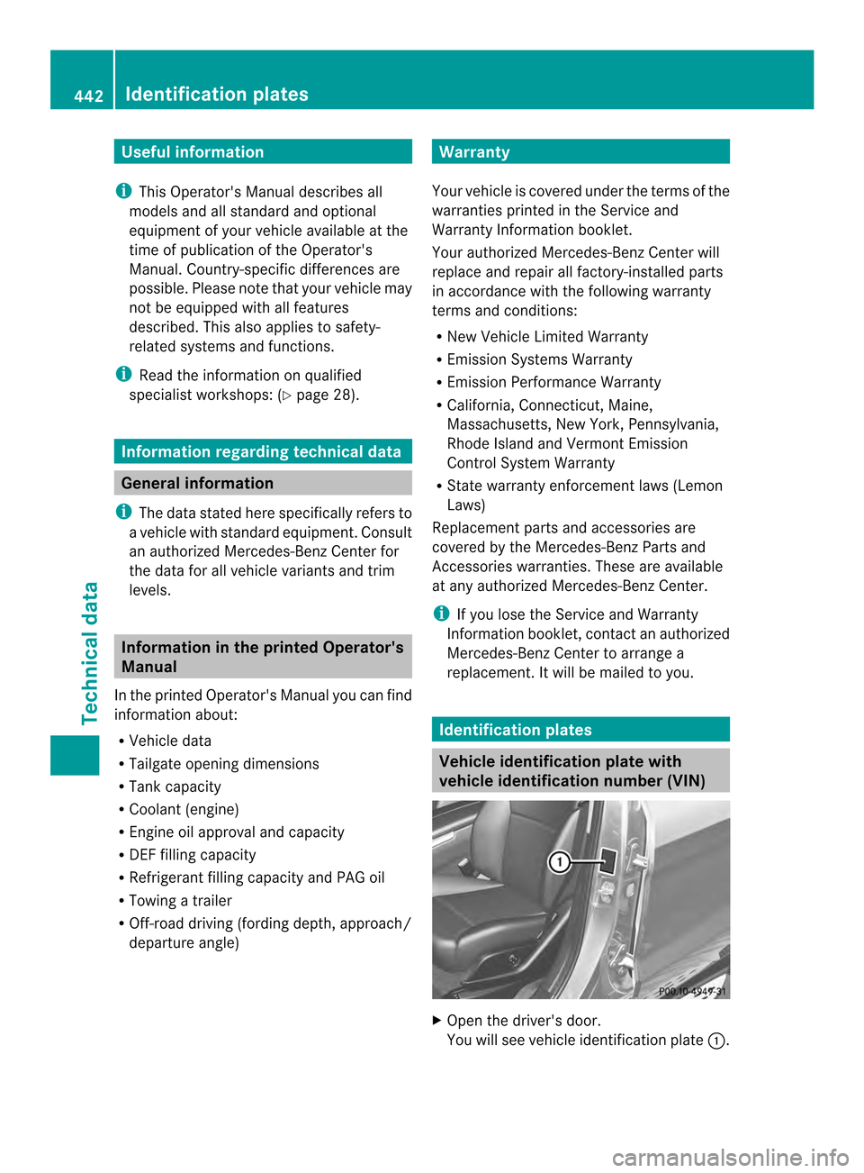 MERCEDES-BENZ M-Class 2014 W166 Owners Manual Useful information
i This Operators Manual describes all
models and all standard and optional
equipment of your vehicle available at the
time of publication of the Operators
Manual. Country-specific MERCEDES-BENZ M-Class 2014 W166 Owners Manual Useful information
i This Operators Manual describes all
models and all standard and optional
equipment of your vehicle available at the
time of publication of the Operators
Manual. Country-specific