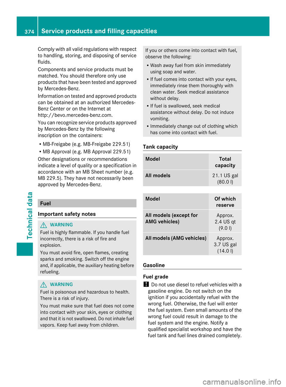 MERCEDES-BENZ CLS-Class 2014 W218 Owners Manual Comply wit
hall valid regulation swithr espect
to handling, storing ,and disposin gofservice
fluids.
Components and servic eproduct smust be
matched. You should therefor eonly use
products tha thave b MERCEDES-BENZ CLS-Class 2014 W218 Owners Manual Comply wit
hall valid regulation swithr espect
to handling, storing ,and disposin gofservice
fluids.
Components and servic eproduct smust be
matched. You should therefor eonly use
products tha thave b